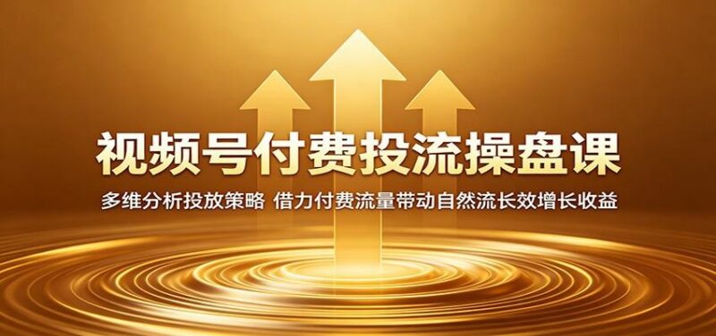 视频号付费投流操盘课：多维分析投放策略，借力付费流量带动自然流长效增长收益-三零资源