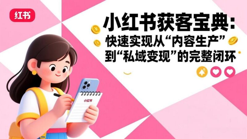 小红书获客宝典:快速实现从“内容生产”到“私域变现”的完整闭环-三零资源