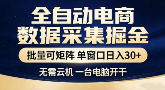 独家电商数据全自动采集项目,批量可矩阵,单窗口轻松日入3张+【揭秘】-三零资源