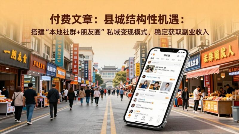 付费文章:县城结构性机遇:搭建“本地社群+朋友圈”私域变现模式,稳定获取副业收入-三零资源