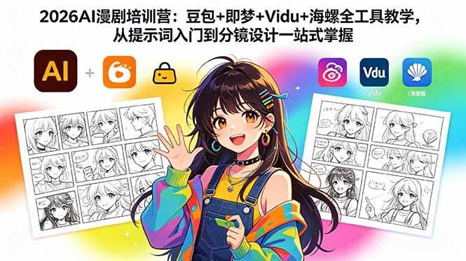 2026AI漫剧培训营:豆包+即梦+Vidu+海螺全工具教学,从提示词入门到分镜设计一站式掌握-三零资源