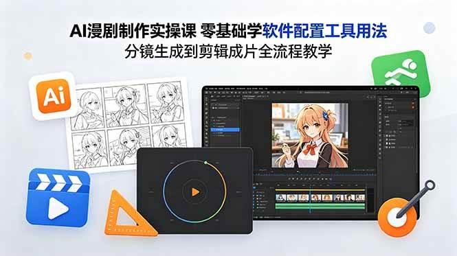 AI漫剧制作实操课 零基础学软件配置工具用法 分镜生成到剪辑成片全流程教学-三零资源