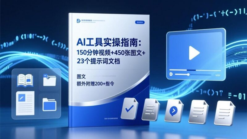 AI工具实操指南:150分钟视频+450张图文+23个提示词文档,额外附赠200+指令-三零资源