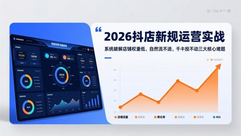 2026抖店新规运营实战：系统破解店铺权重低、自然流不进、千川投不动三大核心难题