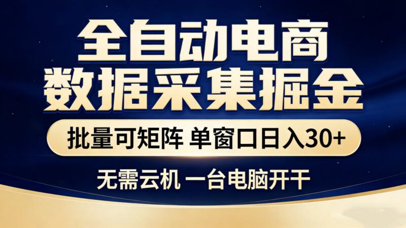 全自动电商数据采集掘金 批量可矩阵 单窗口轻松日入30+-三零资源