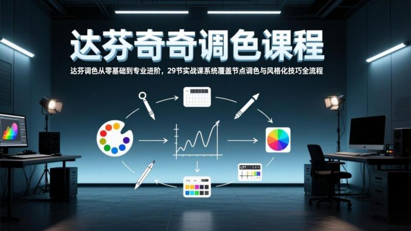 达芬奇调色从零基础到专业进阶,29节实战课系统覆盖节点调色与风格化技巧全流程-三零资源