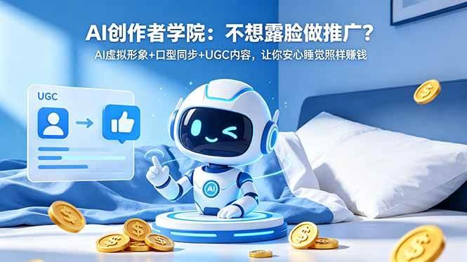 AI创作者学院:不想露脸做推广?AI虚拟形象+口型同步+UGC内容,让你安心睡觉照样赚钱-三零资源