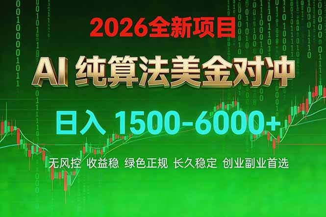 2026 全新美金对冲项目,不套平台赠金,不封号,纯算法对冲,日入 1500-6000+-三零资源