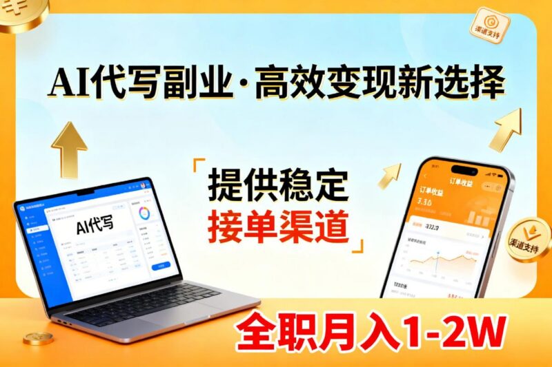 AI代写副业,高效变现,提供渠道,永不失业副业兼职 全职月入1-2W【SOP手册】-三零资源