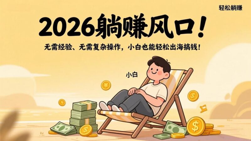 2026躺赚风口!无需经验、无需复杂操作,小白也能轻松出海搞钱!-三零资源