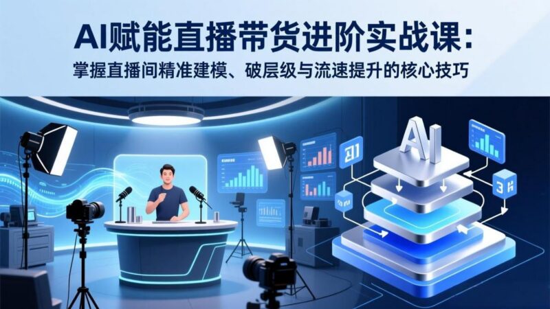 AI赋能直播带货进阶实战课:掌握直播间精准建模、破层级与流速提升的核心技巧-三零资源