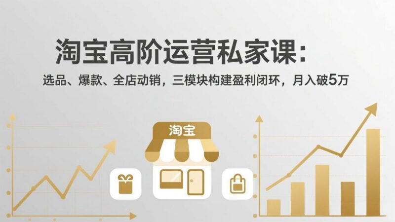 淘宝高阶运营私家课:选品、爆款、全店动销,三模块构建盈利闭环,月入破5万(更新26年2月-三零资源