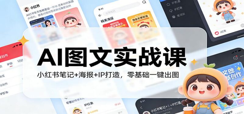AI图文实战课：小红书笔记+海报+IP打造，零基础一键出图 三零资源-三零资源