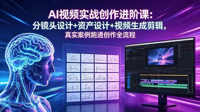 AI视频实战创作进阶课：分镜头设计+资产设计+视频生成剪辑，真实案例跑通创作全流程-三零资源