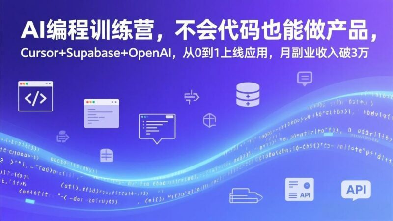 AI编程训练营,不会代码也能做产品,Cursor+Supabase+OpenAI,从0到1上线应用,月副业收入破3万-三零资源