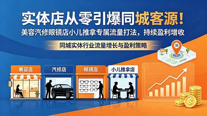 实体店从零引爆同城客源！美容汽修眼镜店小儿推拿专属流量打法，持续盈利增收-三零资源