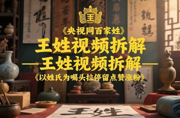 央视网百家姓–王姓视频拆解，以姓氏为噱头拉停留点赞涨粉-三零资源