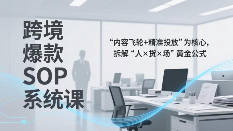 跨境爆款SOP系统课,“内容飞轮+精准投放”为核心,拆解“人×货×场”黄金公式