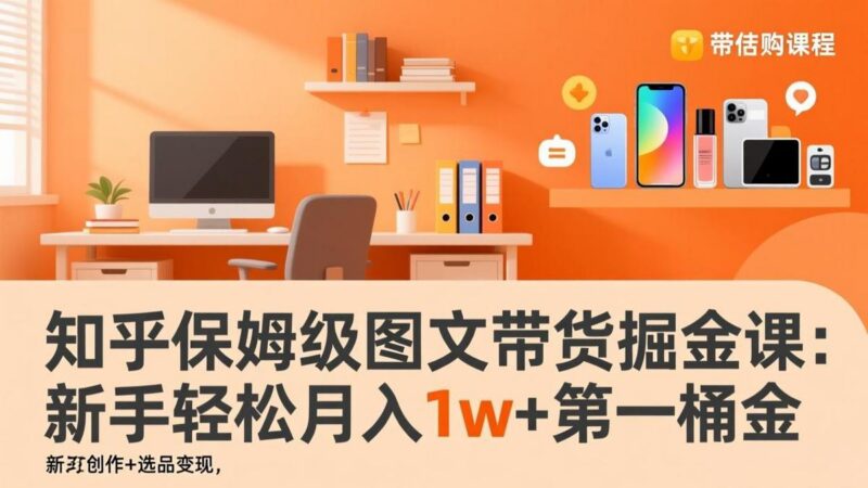 知乎保姆级图文带货掘金课:账号打造+爆文创作+选品变现,新手轻松月入1w+第一桶金-三零资源