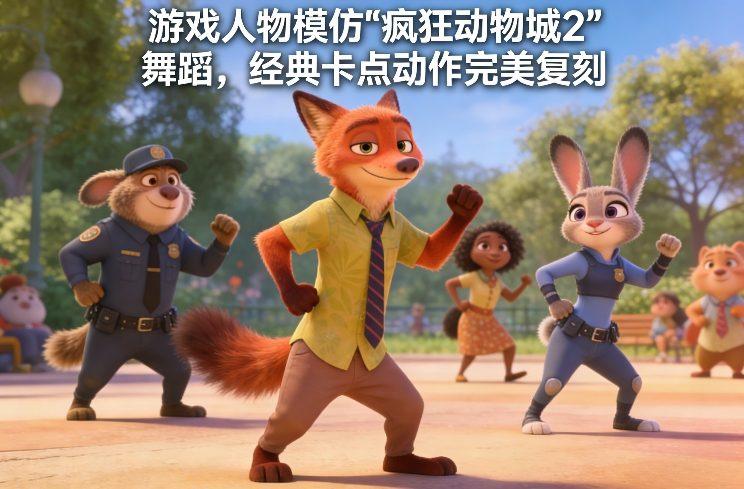 游戏人物模仿“疯狂动物城2”舞蹈,经典卡点动作完美复刻-三零资源