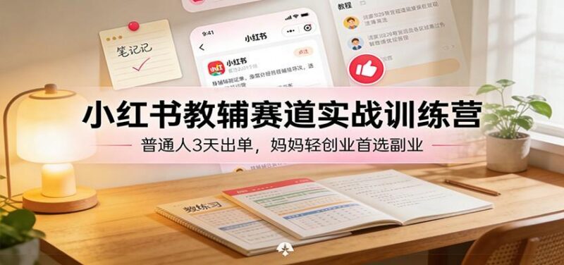 小红书教辅赛道实战训练营:普通人3天出单,妈妈轻创业首选副业-三零资源