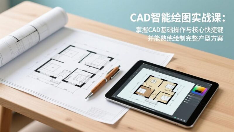 CAD智能绘图实战课:掌握CAD基础操作与核心快捷键,并能熟练绘制完整户型方案-三零资源