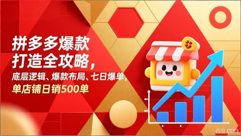 拼多多爆款打造全攻略,底层逻辑、爆款布局、七日爆单,单店铺日销500单-三零资源