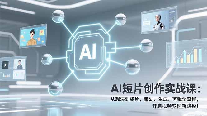 AI短片创作实战课:从想法到成片,策划、生成、剪辑全流程,开启视频变现新路径!-三零资源