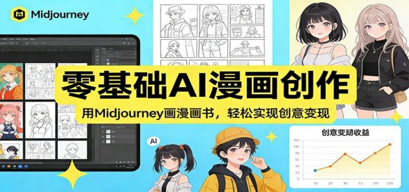零基础AI漫画创作：用Midjourney画漫画书，轻松实现创意变现-三零资源