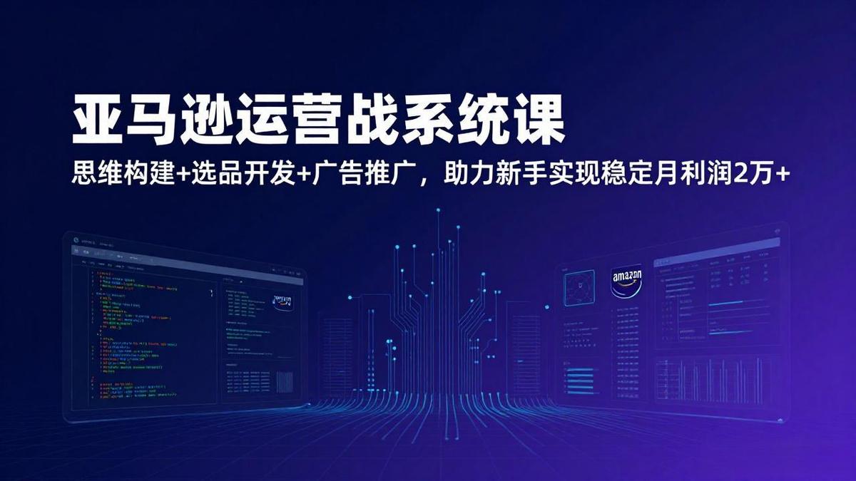 亚马逊运营实战系统课,思维构建+选品开发+广告推广,助力新手实现稳定月利润2万+(更新