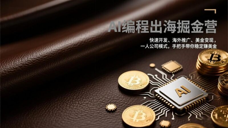 AI编程出海掘金营:快速开发、海外推广、美金变现,一人公司模式,手把手带你稳定赚美金