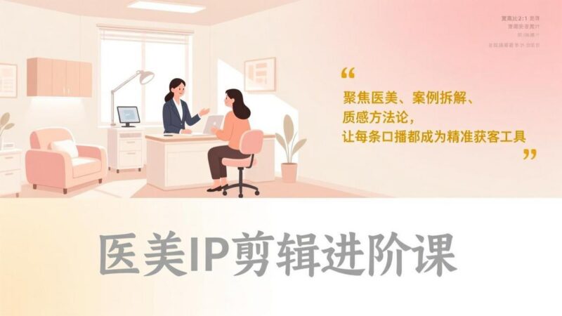 医美IP剪辑进阶课，聚焦医美、案例拆解、质感方法论，让每条口播都成为精准获客工具-三零资源