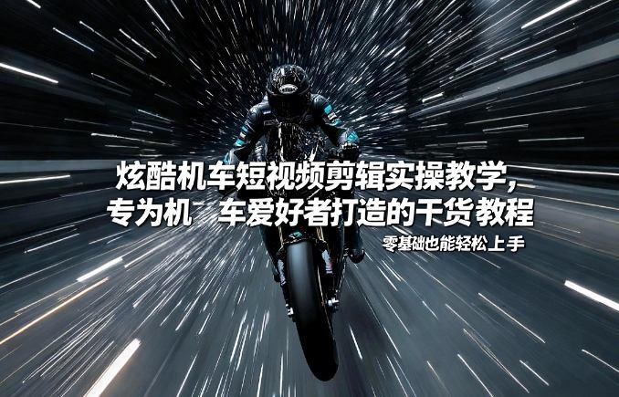 炫酷机车短视频剪辑实操教学,专为机车爱好者打造的干货教程,零基础也能轻松上手-三零资源