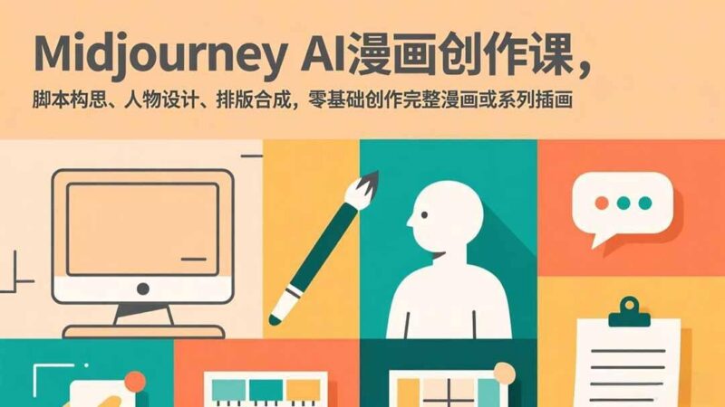 Midjourney AI漫画创作课,脚本构思、人物设计、排版合成,零基础创作完整漫画或系列插画-三零资源