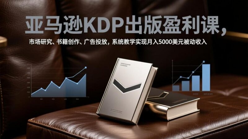 亚马逊KDP出版盈利课，市场研究、书籍创作、广告投放，系统教学实现月入5000美元被动收入