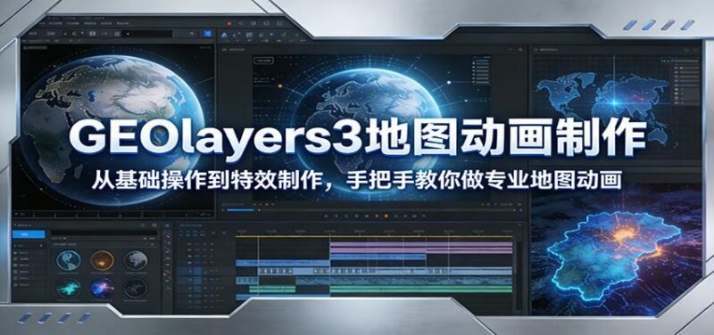 GEOlayers3地图动画制作:从基础操作到特效制作,手把手教你做专业地图动画-三零资源