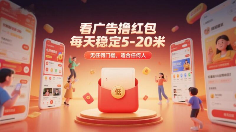 看广告撸红包,每天稳定5-20米,无任何门槛,适合任何人-三零资源