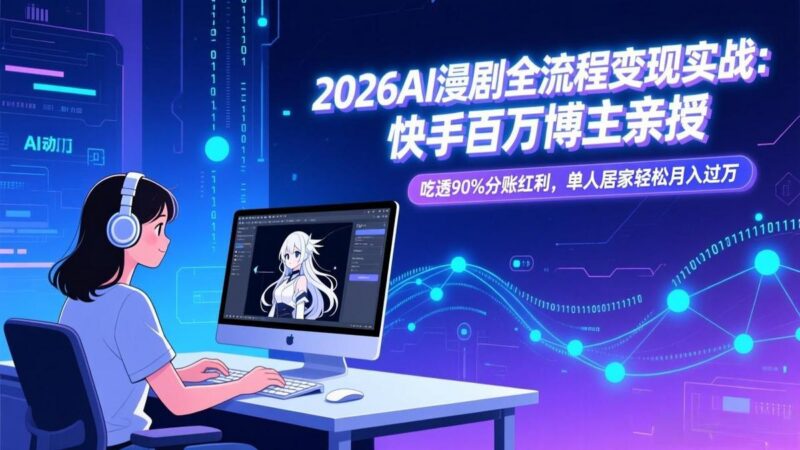 2026AI漫剧全流程变现实战：快手百万博主亲授，吃透90%分账红利，单人居家轻松月入过万-三零资源