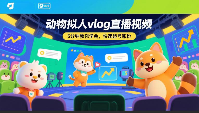 动物拟人vlog直播视频,5分钟教你学会,快速起号涨粉-三零资源