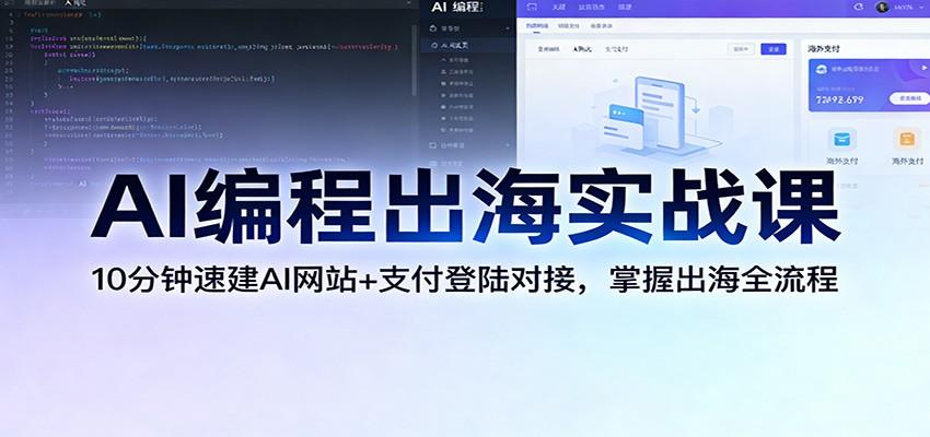 AI编程出海实战课:10分钟速建AI网站+支付登陆对接,掌握出海全流程