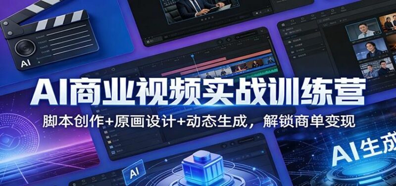 AI商业视频实战训练营：脚本创作+原画设计+动态生成，解锁商单变现