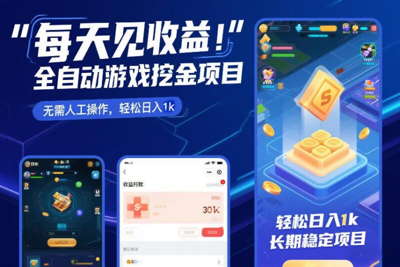 每天见收益，全自动游戏挖金项目，无需人工操作，轻松日入1k，长期稳定项目【揭秘】-三零资源