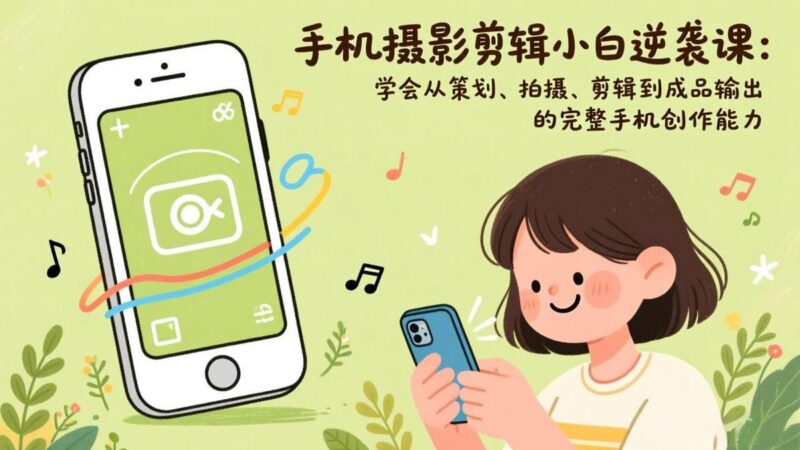手机摄影剪辑小白逆袭课:学会从策划、拍摄、剪辑到成品输出的完整手机创作能力-三零资源