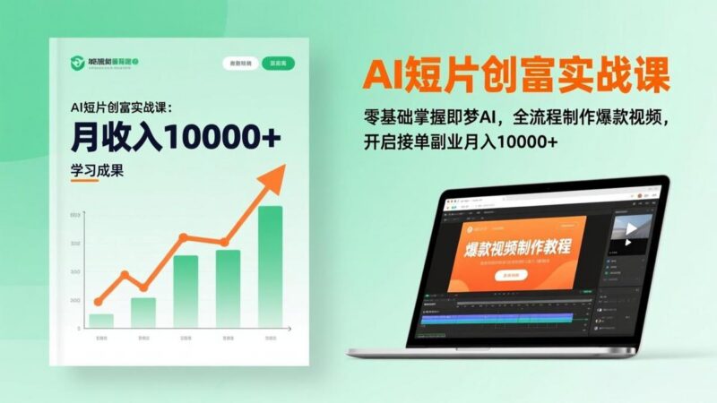 AI短片创富实战课:零基础掌握即梦AI,全流程制作爆款视频,开启接单副业月入10000+(更新-三零资源