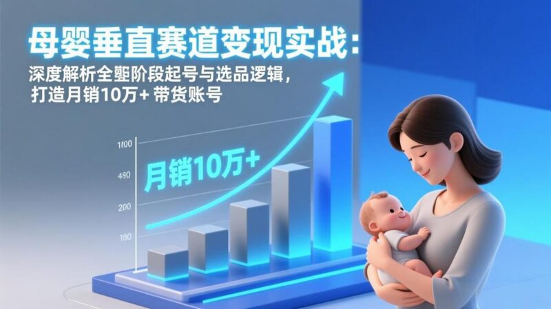 母婴垂直赛道变现实战:深度解析三大阶段起号与选品逻辑,打造月销10万+带货账号 三零资源-三零资源