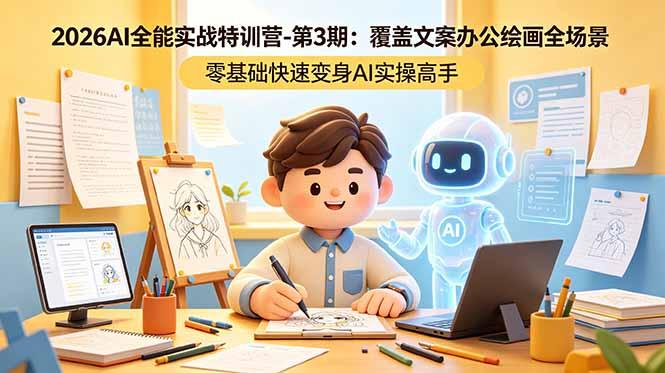 2026AI全能实战特训营-第3期:覆盖文案办公绘画全场景 零基础快速变身AI实操高手-三零资源