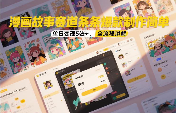 漫画故事赛道条条爆款制作简单，单日变现5张+，全流程讲解-三零资源