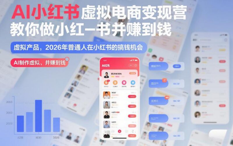 AI小红书虚拟电商变现营,教你做小红书并賺到钱,虚拟产品,2026年普通人在小红书的搞钱机会(更新中)-三零资源