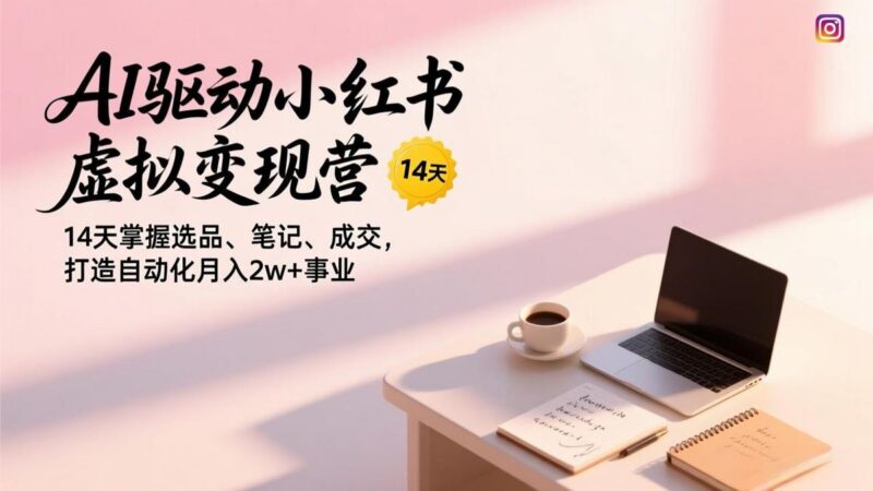 AI驱动小红书虚拟变现营，14天掌握选品、笔记、成交，打造自动化月入2w+事业-三零资源
