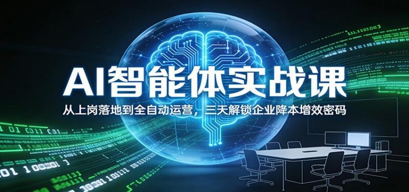 AI智能体实战课：从上岗落地到全自动运营，三天解锁企业降本增效密码-三零资源